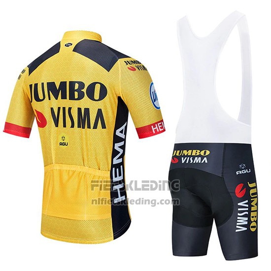 2020 Fietskleding Jumbo Visma Geel Zwart Korte Mouwen en Koersbroek